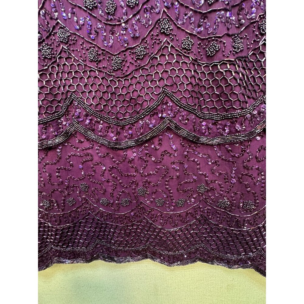 Brilliante By J.A Silk Formal Midi Shift Dress Size 1X Purple Sequin - Picture 6 of 13